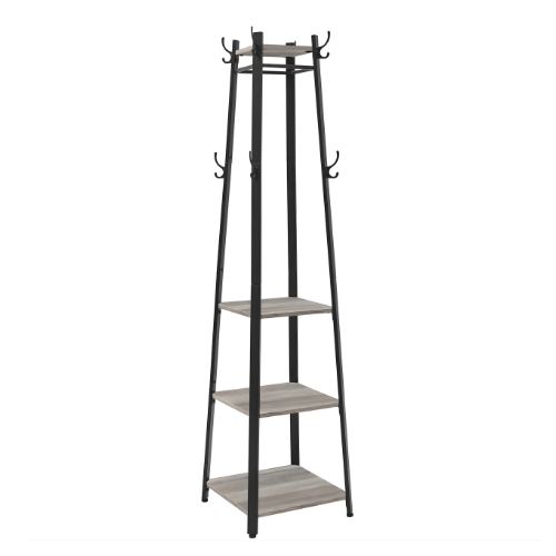 Porte manteau colonne sur pied avec étagères - LOCELLA