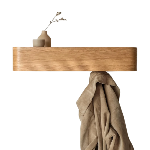 porte-manteau mural en bois courbé, design épuré & crochets invisibles - OCCULTO